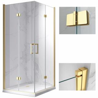 Złota kabina prysznicowa drzwi składane prostokątna 100x90 KZ13AG ✖️AUTORYZOWANY DYSTRYBUTOR✖️