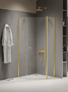 Złota kabina prysznicowa pięciokątna 80x80 K-1663 New Soleo Light Gold New Trendy _________________RABAT W_SKLEPIE_________________