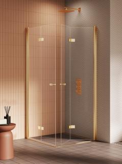 Złota szczotkowana kabina kwadratowa składana 80x80 K-4302 New Soleo Gold Brushed New Trendy _________________RABAT W_SKLEPIE_________________