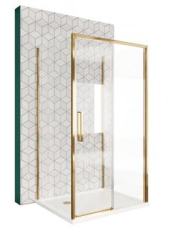 Złota szczotkowana kabina prysznicowa przyścienna drzwi rozsuwane 100x100 Rapid Slide Rea _________________RABAT_10%_W_SKLEPIE_________________
