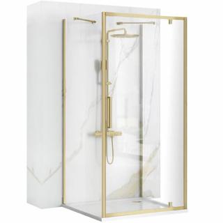 Złota szczotkowana kabina prysznicowa przyścienna drzwi uchylne 100x100 Rapid Swing Rea _________________RABAT_10%_W_SKLEPIE_________________