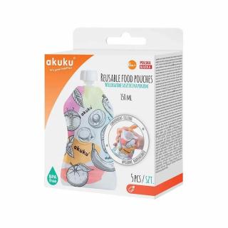 AKUKU Saszetki wielorazowe na pokarm150 ml A0056