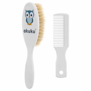 Akuku szczotka + grzebyk naturalne włosie A0307