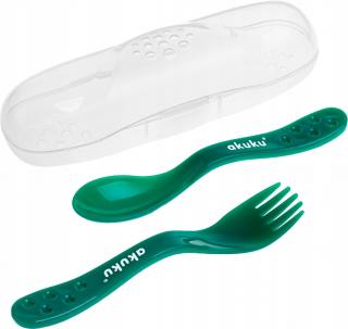AKUKU SZTUĆCE DLA DZIECKA W ETUI ZIELONE A0074