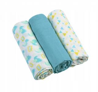 BABYONO PIELUSZKI MUŚLINOWE NIEBIESKIE 70X70 3 SZT 348/03