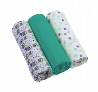 BABYONO PIELUSZKI MUŚLINOWE ZIELONE 70X70 3 SZT 348/05