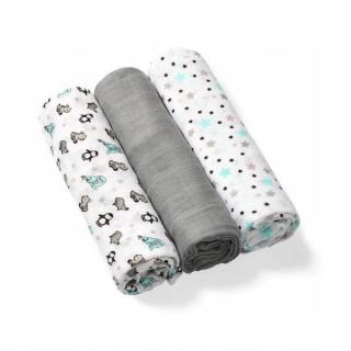 BabyOno Pieluszki pieluchy bambusowe 70x70cm Szare 397/02