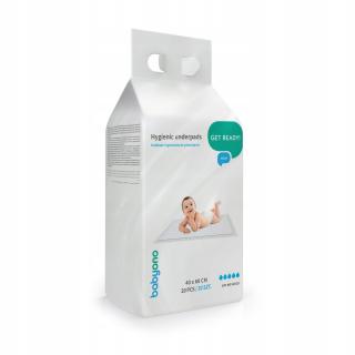 BABYONO PODKŁADY DO PRZEWIJANIA HIGIENICZNE JEDNORAZOWE 40x60 20 SZT 513/20