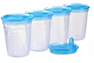 BABYONO POJEMNIK NA MLEKO POKARM 200ML 4SZT + USTNIK 1028