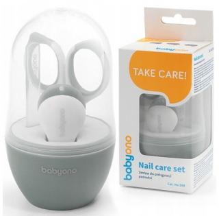 BABYONO ZESTAW KOSMETYCZNY DO PIELĘGNACJI PAZNOKCI + ETUI SZARY 398/03