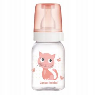Canpol Butelka 120 ml Wesołe Zwierzaki 3m+ Kotek