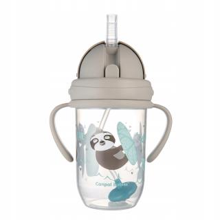 CANPOL KUBEK NIEKAPEK BIDON Z OBCIĄŻONĄ SŁOMKĄ 270ml GREY 6m+ 56/606_grey