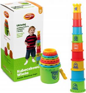 DUMEL KUBECZKOWA UKŁADANKA EDUKACYJNA WIEŻA WIELOKOLOROWA SORTER 12M+ 55CM