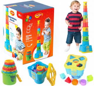 DUMEL KUBECZKOWA UKŁADANKA EDUKACYJNA WIEŻA ZAMEK WIELOKOLOROWA 12M+ 73CM