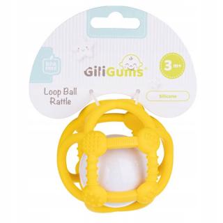 GiliGums Gryzak Silikonowy Z Grzechotką Piłka Żółty 3m+ GG50136