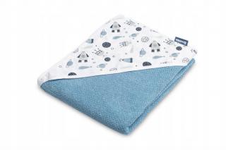SENSILLO OKRYCIE KĄPIELOWE Z KAPTURKIEM KREPA NADRUK 100x100 CM JEANS