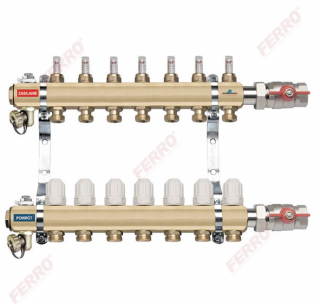 Ferro Rozdzielacz 5-drogowy z zaworami termostatycznymi i przepływomierzami RZP05