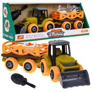 Rozkręcany traktor z łyżką i przyczepą śrubokręt 8802