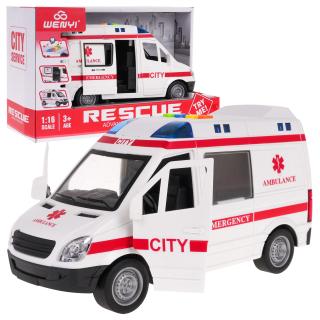Samochodzik Karetka dla dzieci Ambulans 1:16 Dźwięki i Światło WY590E