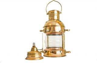 Mosiężno-miedziana lampa żeglarska - 28cm