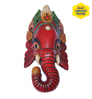 Maska Ganesha z drzewa mangowego  Czerwona