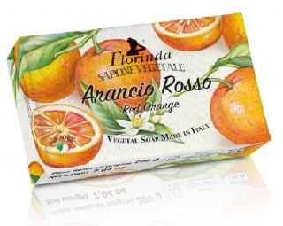 Naturalne roślinne mydło w kostce 200 g FLORINDA, ręcznie robione, zapach czerwona pomarańcza