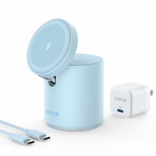 ANKER B2568331 Ładowarka indukcyjna Anker PowerWave Mag-Go 2 in 1 Dock Niebieska