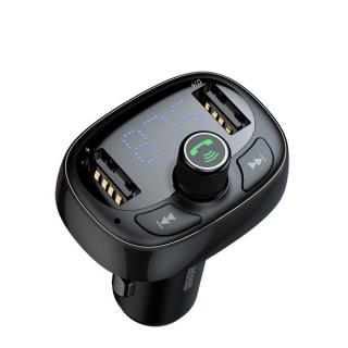 BASEUS CCMT000301 TRANSMITER FM BLUETOOTH 4.2 MP3 + ŁADOWARKA SAMOCHODOWA 2X USB 3.4A  ZESTAW GŁOŚNOMÓWIĄCY MICROSD