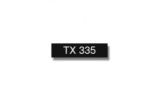 Brother TX-335 Taśma 12mm, laminowana czarna, biały nadruk