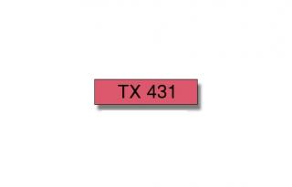 Brother TX-431 Taśma 12mm, laminowana czerwona, czarny nadruk