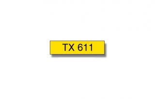 Brother TX-611 Taśma 6mm, laminowana żółta, czarny nadruk