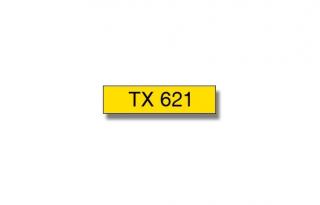 Brother TX-621 Taśma 9mm, laminowana żółta, czarny nadruk