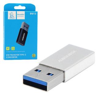 DENMEN ADAPTER OTG USB DO  TYP-C DU13 SREBRNY