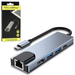 ECOBOX ADAPTER TYP-C ROZDZIELACZ HDMI + TYP-C + USB + RJ45 DEX