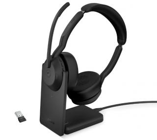 Jabra Evolve2 55, Link380a MS Stereo Stand 25599-999-989 Zestaw słuchawkowy z podstawką ładującą