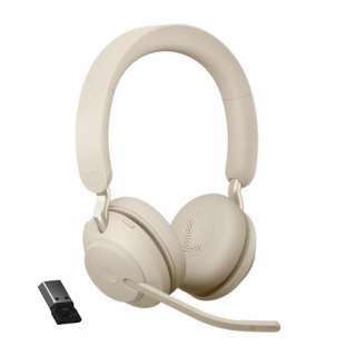 Jabra Evolve2 65 Duo MS USB-A Beige 26599-999-998 Bezprzewodowy zestaw nagłowny na dwoje uszu