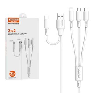 KABEL USB 3W1 SOMOSTEL BIAŁY 2,1A 10W QUICK CHARGER POWERLINE PD SMS-BT14