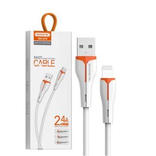 KABEL USB IPHONE 2,4A SOMOSTEL BIAŁY 2400mAh QUICK CHARGER 1M POWERLINE SMS-BP08