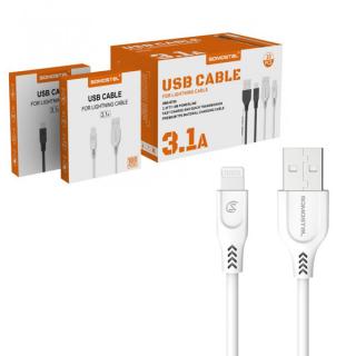 KABEL USB IPHONE 3.1A SOMOSTEL BIAŁY 3100mAh QUICK CHARGER QC 3.0 1M POWERLINE SMS-BT09 ECL