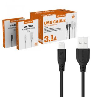 KABEL USB IPHONE 3.1A SOMOSTEL CZARNY 3100mAh QUICK CHARGER QC 3.0 1M POWERLINE SMS-BT09 ECL