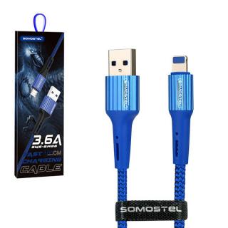 KABEL USB IPHONE 3.6A SOMOSTEL NIEBIESKI 3600mAh QUICK CHARGER QC 3.0 1M POWERLINE SMS-BW06