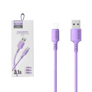 KABEL USB IPHONE 3A SOMOSTEL FIOLETOWY 3100mAh QUICK CHARGER 1.2M  SMS-BP06 MACARON