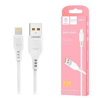 KABEL USB IPHONE DENMEN BIAŁY 1M D01L 20W 2.4A