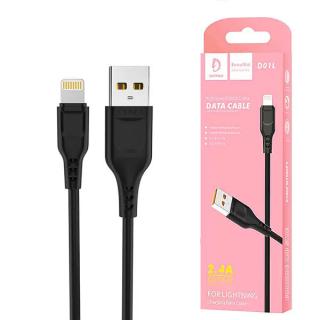 KABEL USB IPHONE DENMEN CZARNY 2.4A 1M D01L