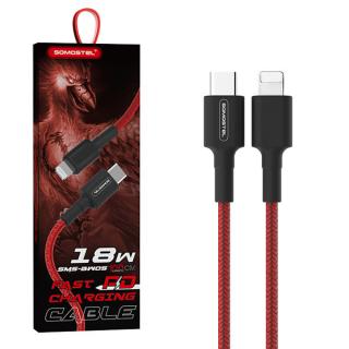 KABEL USB IPHONE DO TYP-C 3.6A SOMOSTEL CZERWONY 18W 1M POWER DELIVERY SMS-BW05 PD