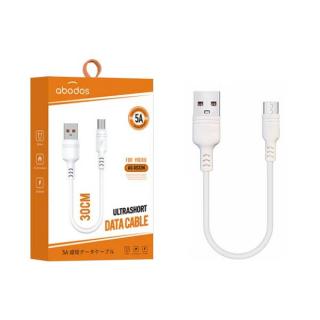 KABEL USB KRÓTKI MICRO USB BIAŁY 30CM 5A BOX