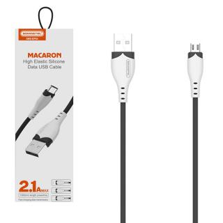 KABEL USB MICRO 2,1A SOMOSTEL CZARNY 2100mAh QUICK CHARGER 1.2M POWERLINE SMS-BP04 MACARON