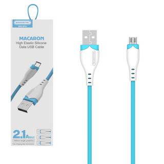 KABEL USB MICRO 2.1A SOMOSTEL NIEBIESKI 2100mAh QUICK CHARGER 1.2M POWERLINE SMS-BP04 MACARON