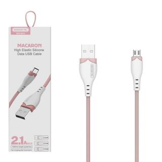 KABEL USB MICRO 2.1A SOMOSTEL RÓŻOWY 2100mAh QUICK CHARGER 1.2M POWERLINE SMS-BP04 MACARON