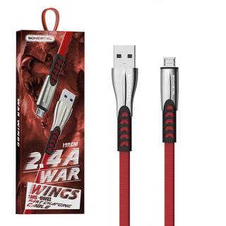 KABEL USB MICRO 2.4A SOMOSTEL CZERWONY 2400mAh QUICK CHARGER QC 3.0 1M POWERLINE SMS-BW02